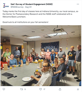 twitter feed with photo of group of student